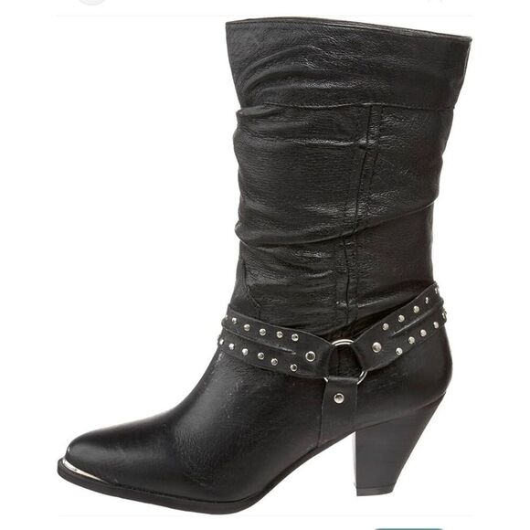 Dingo Emma Slouchy Western Boot, 7. Black withSilver Hardware. - Picture 8 of 16